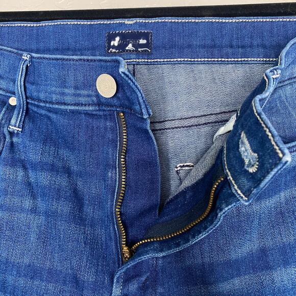 MOTHER Blue Squeeze It The Mid Rise Dazzler Crop Fray Size 32 - Picture 4 of 11